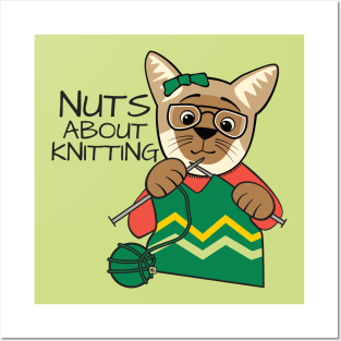 Nuts About Knitting Siamese Cat Posters and Art